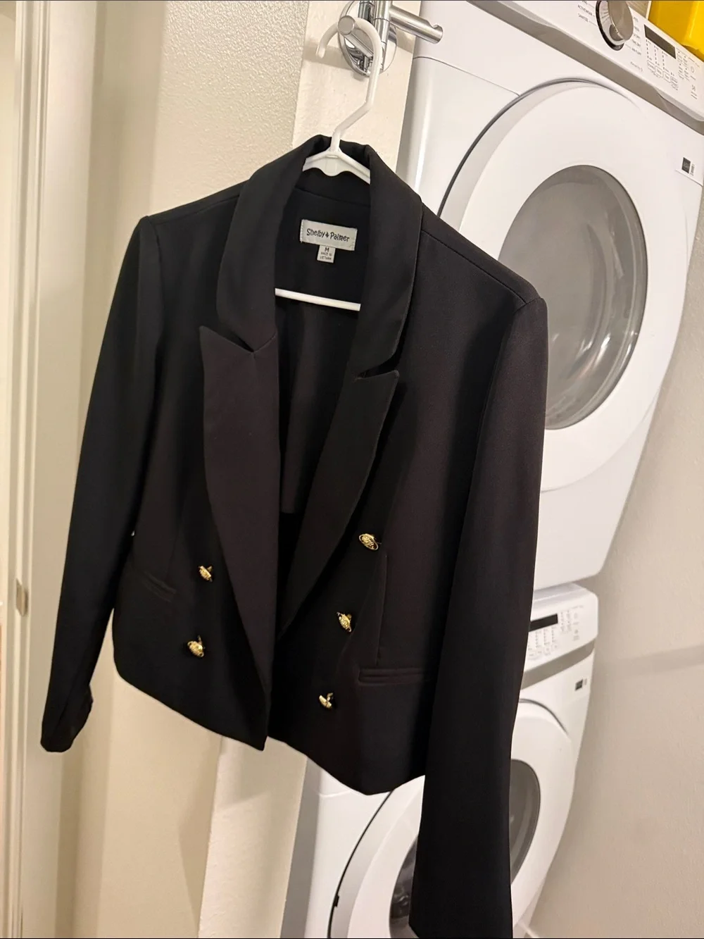 Shelby & Palmer Black Double-Breasted Blazer with Gold Buttons
